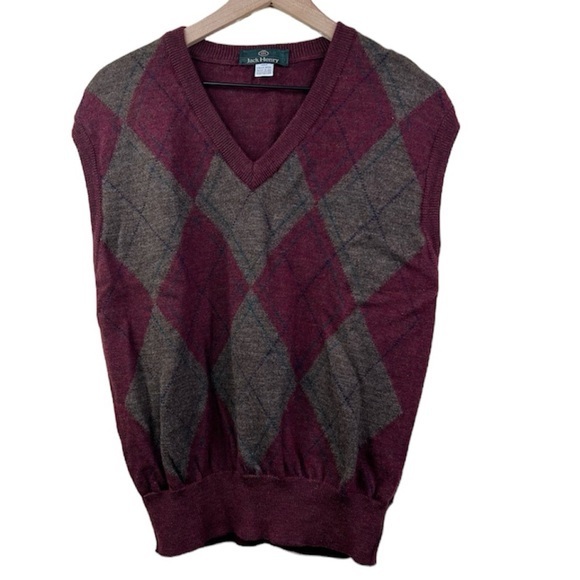 Jack Henry 100% Virgin Wool Argyle Mens Vest Size XL - Picture 1 of 9